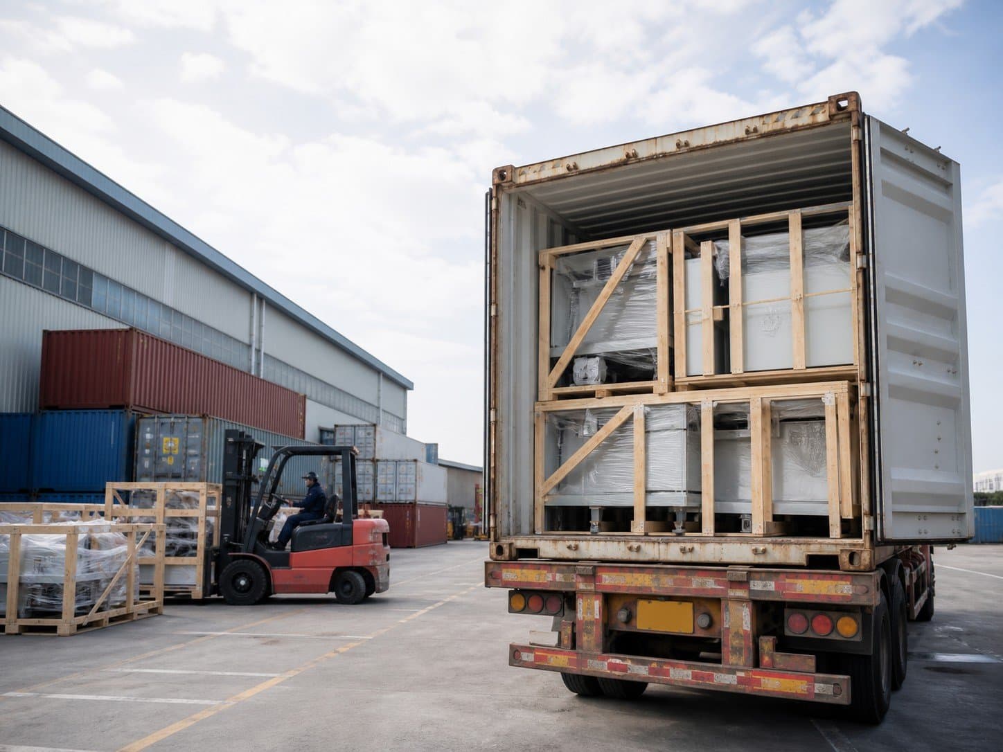 Sea container loading at logistics yard